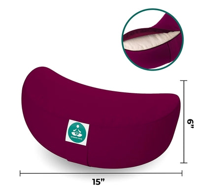 (Height 6) Half Moon Zafu Yoga Bolster For Gymnastics & Meditation Made