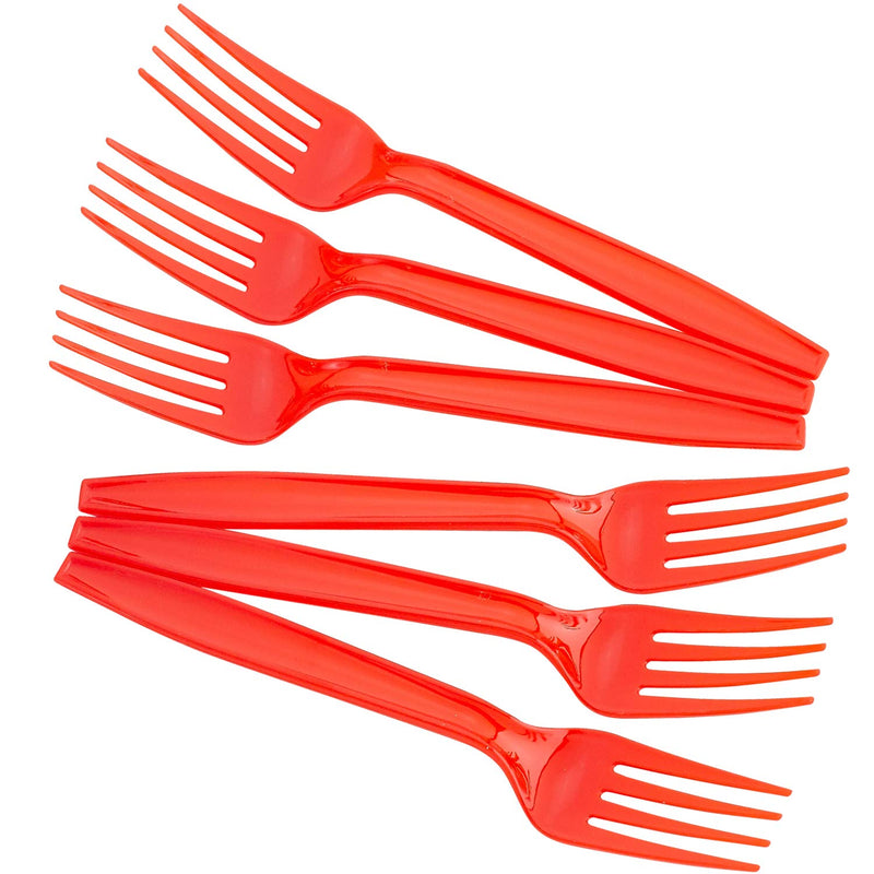 Kicko Red Premium Forks - 108 Pieces - for Catering Events, Parties, Wedding Receptions