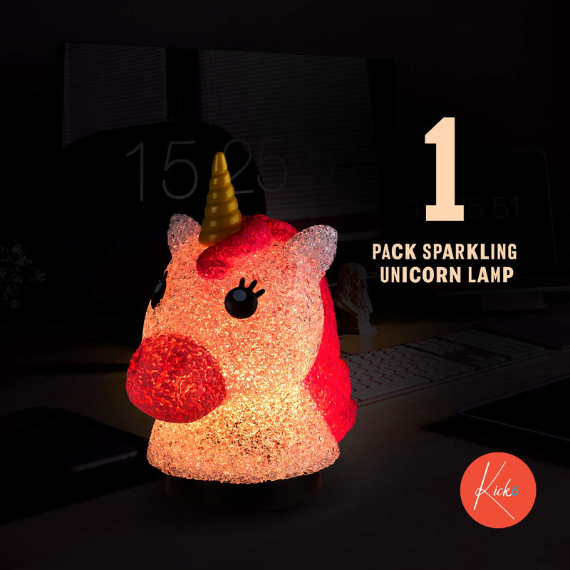 Kicko Sparkle Unicorn Lamp - 8.5 Inch Magical Horned Pony Shaped Night Light - for Kid