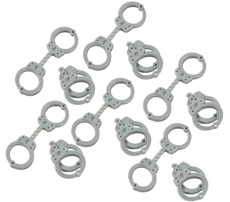 Kicko Rubber Mini Handcuffs 3.5 Inches - Pack of 12 - Gray - for Kids - Party Favors, Bag