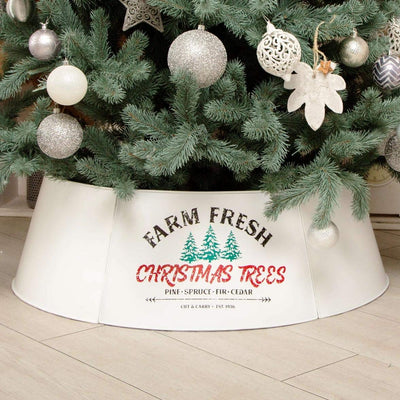 Hallops Galvanized Tree Collar - Large to Small Christmas Tree. Adjustable Metal Skirt