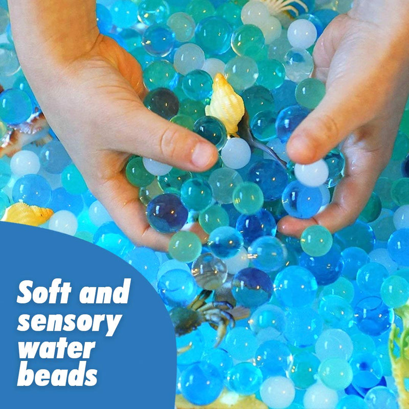 Water Beads Play Set - Sensory Bin Toys for Kids with 16 oz of Water Beads, Sea Animals