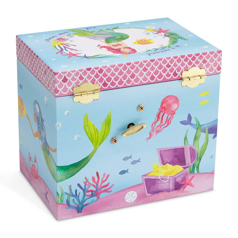 Jewelkeeper Mermaid Musical Jewelry Box, Underwater Design with Two Pullout Drawers, Over