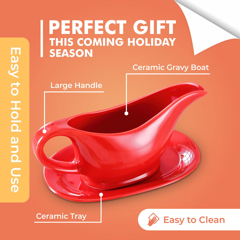 Christmas Table dish ceramic Gravy Boat and Tray, For Salad Dressings, Milk, Broth