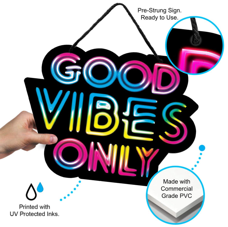 Bigtime Signs Good Vibes Only Sign - Cute Positive Hanging Decor for Home, Bedroom, Office