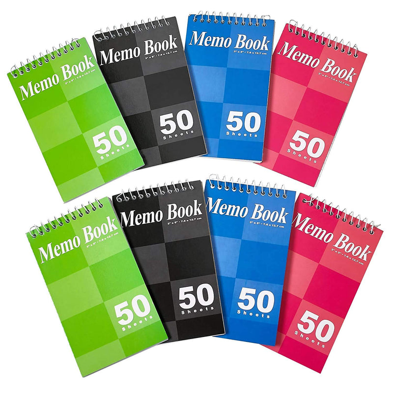 Kicko Spiral Notepads 3 x 5 Inches - Small Spiral Memo Pads - Top Bounded Memo Books