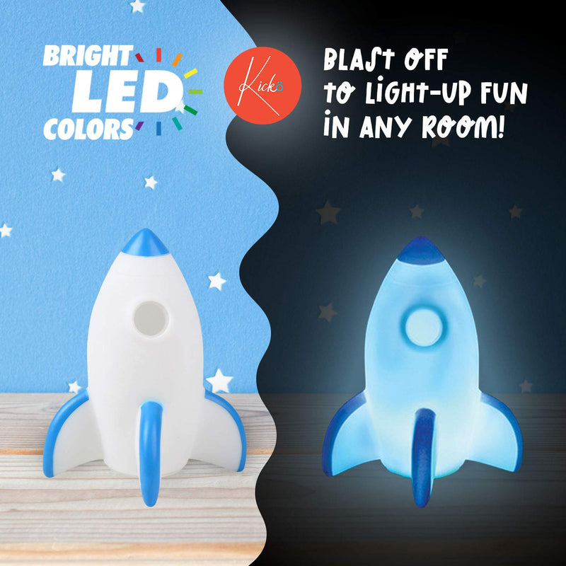 Kicko Rocket Night Light - 2 Pack, Red and Blue - Spaceship Lamp - for Party Favors