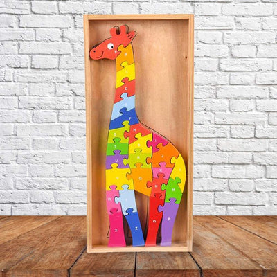 Kicko Wooden Giraffe Letter Puzzle - Multi-Color, Educational 26 Puzzle Piece in Wooden