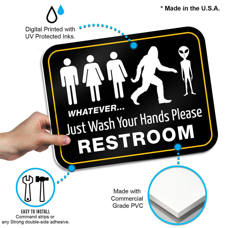 Signs Funny Bathroom Sign For Restroom 11.5" X 8.75" Rigid Pvc | All Gender Bigfoot