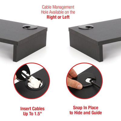 2lb Depot Black Wood Monitor Stand Riser With Cable Hole, 95" X 21" - Keyboard