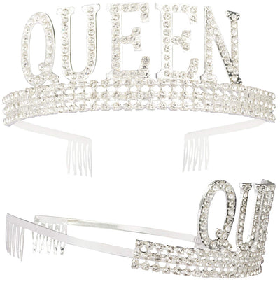 King's and Queen's Royal Crowns Silver, King and Queen Satin Sash, Homecoming Party Prom