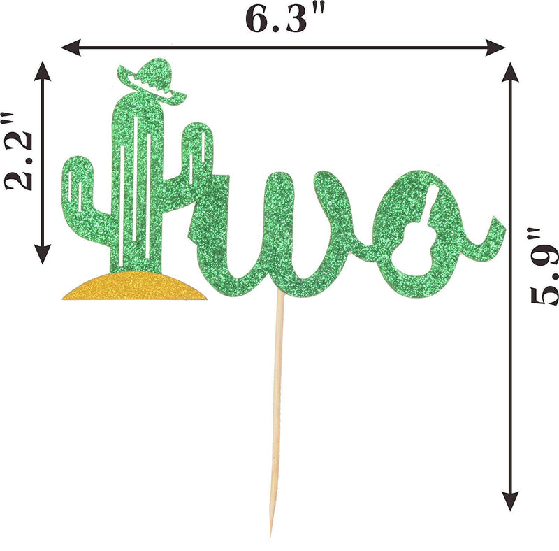 Taco TWOsday Birthday Decoration Taco Twosday Cactus Party Decorations, Gold Glittery TWO