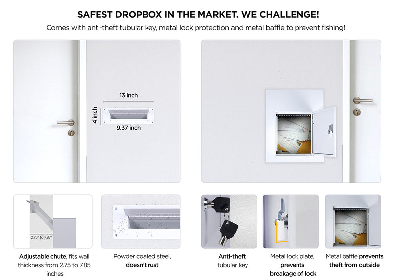 Drop Slot Safes Key Drop Box Mail Slots for Walls This Tall Wall Safe Dual Access Dropbox