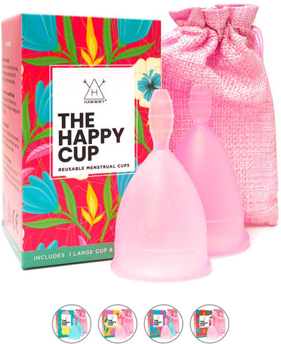 Happy Cup Menstrual Cups, Hawwwy Tampon & Pad Alternative 2 Pack Reusable Beginner, Most