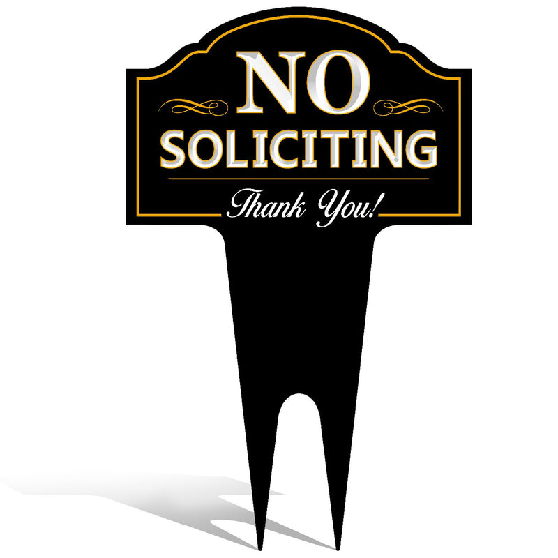 No Soliciting Outdoor Metal Yard Sign For Home, House And Business | Stylish Laser Cut