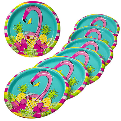 Kicko Flamingo Paper Plates - 24 Pack - 9 Inch - Disposable Dinner Accessories for Party