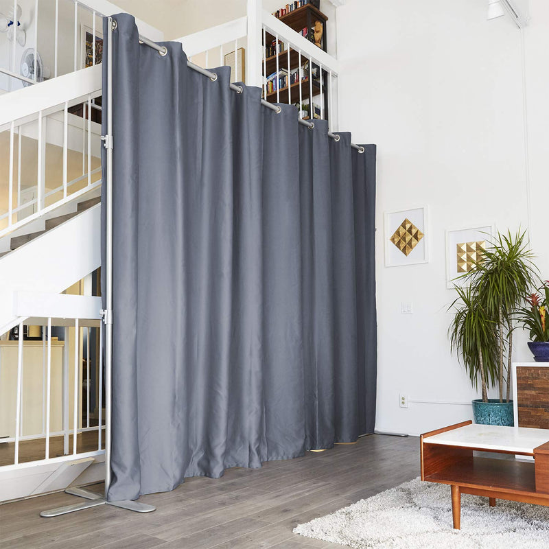 End2End Room Divider Kit - Medium A, 8ft Tall x 7ft 6in - 12ft Wide, Slate Gray (Room