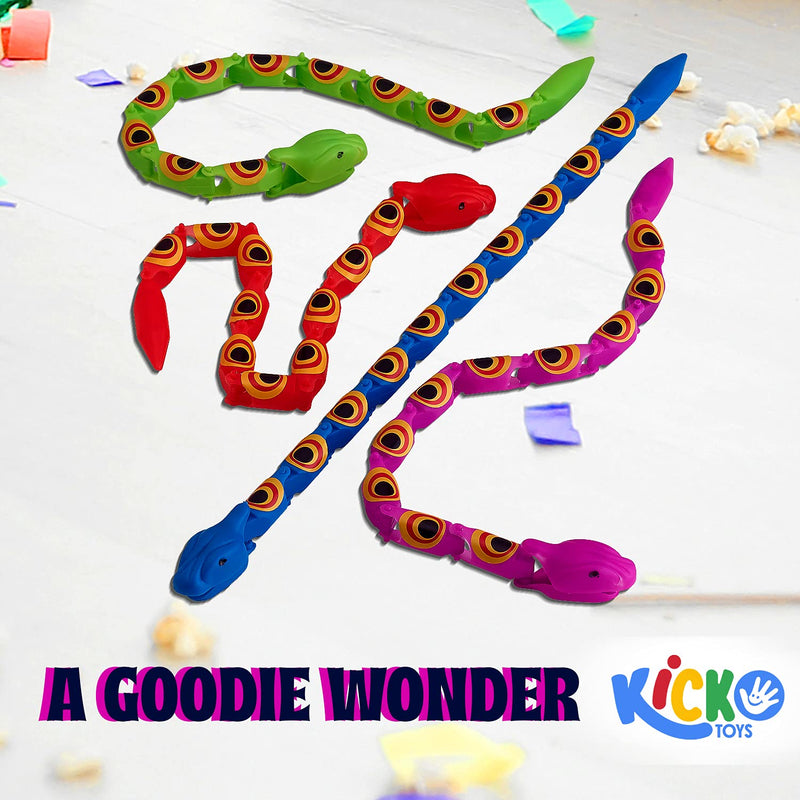 Kicko Wacky Wiggly Jointed Snakes - 12 Pack - 15 Inch - Long Plastic Snake Toys