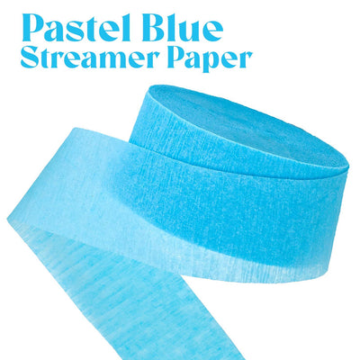 Kicko Pastel Blue Crepe Streamers - 2 Pack, 162 Feet x 1.75 Inches - for Kids, Party