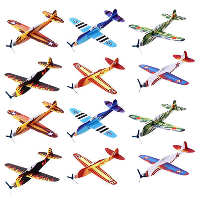 Kicko 12 Pack of Flying Glider Planes - Toys for Party, Kids and All Ages - Hand Launch