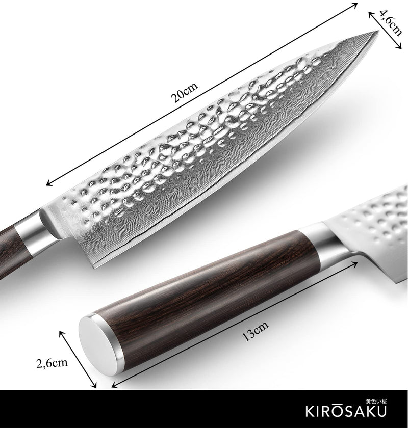 Kirosaku Premium Damascus Kitchen Knife 20cm - Extremely Sharp Kitchen Knife Made