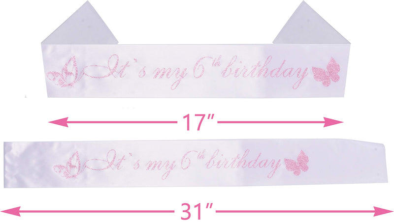 6th Birthday Gifts for Girls, 6th Birthday Tiara and Sash, Its My 6th Birthday Sash