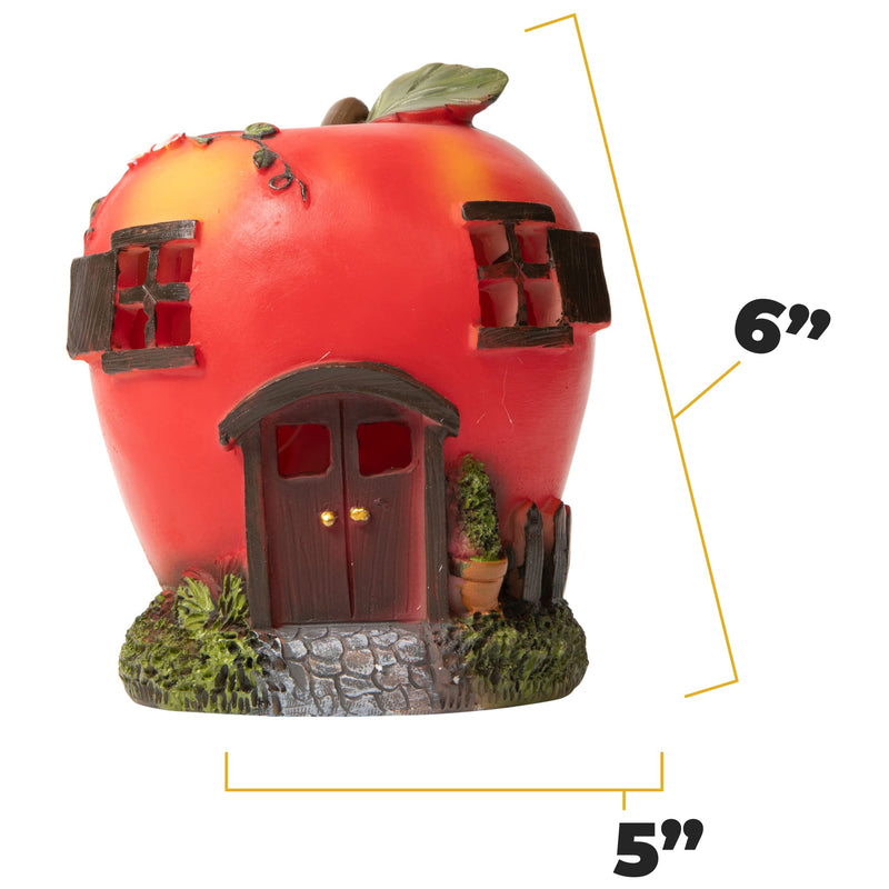 Apple Fairy House Solar Powered Outdoor Decor LED Garden