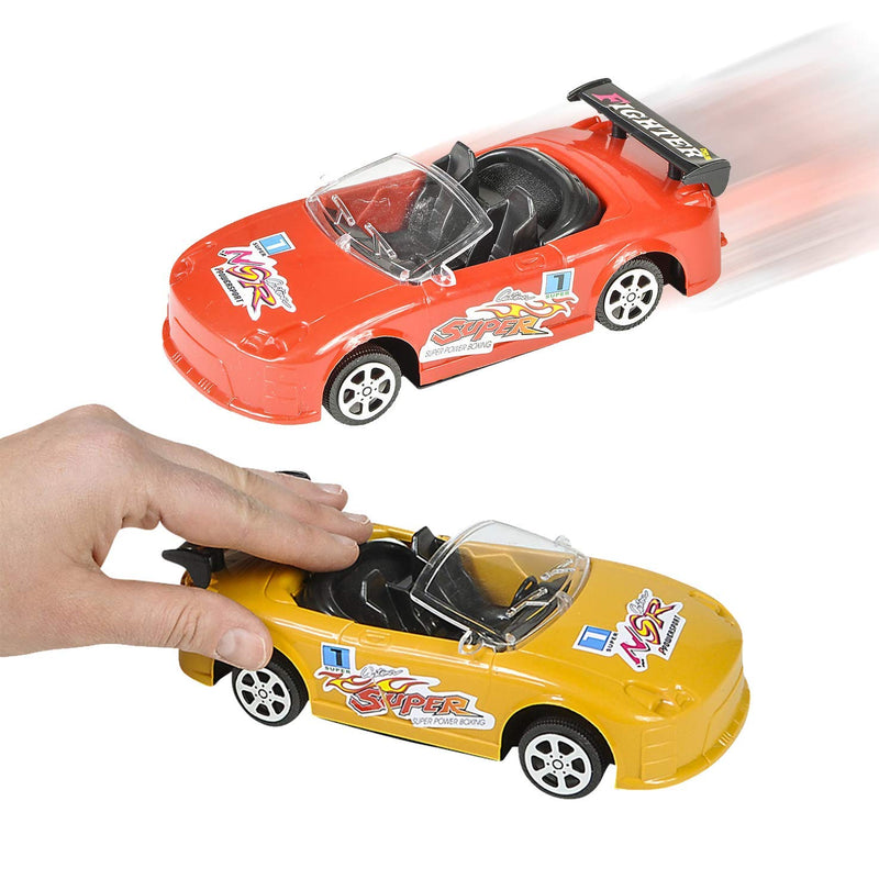 Kicko Friction Powered Pullback Race Cars - 6 Pack - Fast Speed Convertibles - Multicolor