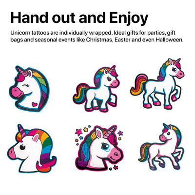 Kicko Unicorn Tattoos - 72 Pack - 2 Inch - for Kids, Party Favors, Stocking Stuffers