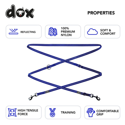 DDOXX Dog Leash Nylon Reflective, Adjustable, 6.6 ft | Many Colors & Sizes | for Small