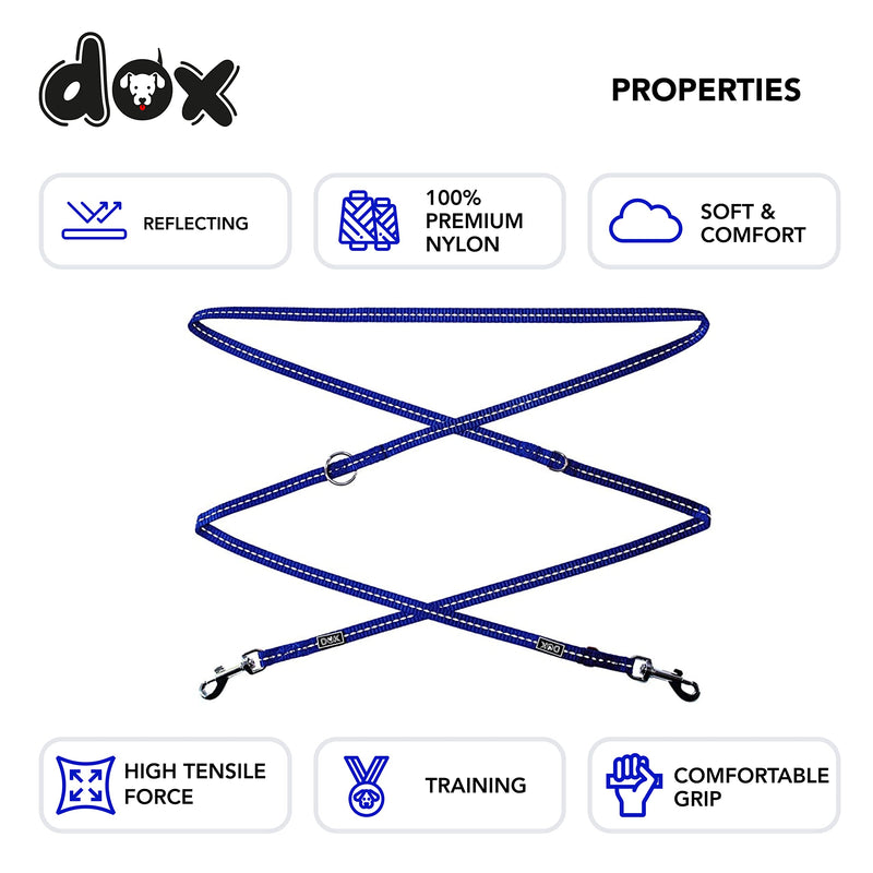 DDOXX Dog Leash Nylon Reflective, Adjustable, 6.6 ft | Many Colors & Sizes | for Small