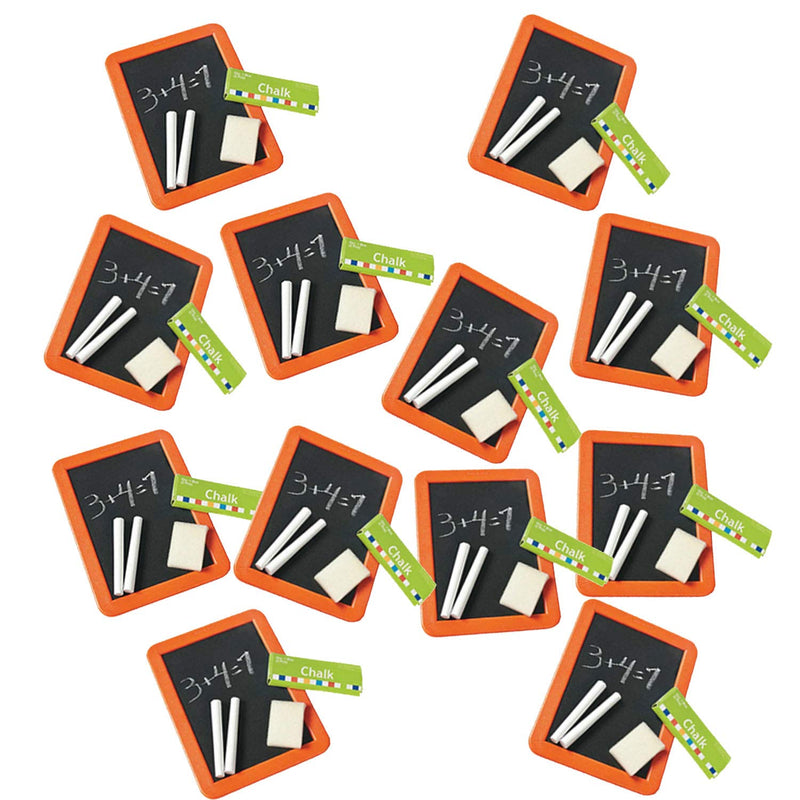 Kicko 7 Inch Blackboard and Chalk Set - 12 Pieces of Mini Drawing and Writing Framed Board