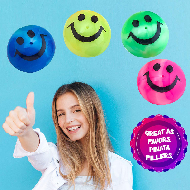 Kicko Smile Face Pop-up Popper 1.75 Inches - Pack of 12 - Marble Design Assorted Colors