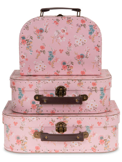 Jewelkeeper Paperboard Suitcases, Set of 3  Nesting Storage Gift Boxes for Birthday