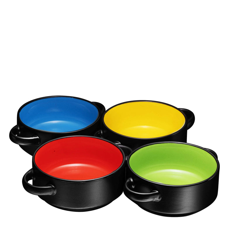 19oz Ceramic Soup Bowls with Handles - Oven Safe Bowls for French Onion Soup, Orange Oven