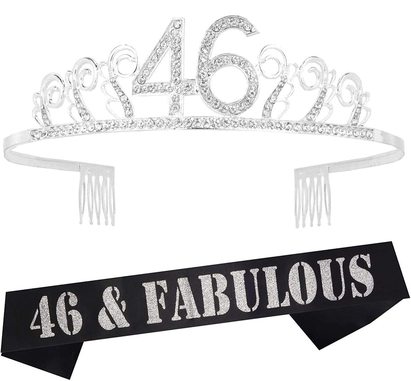 46th Birthday Gifts for Women, 46th Birthday Tiara and Sash, HAPPY 46th Birthday Party