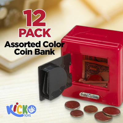 Kicko Plastic Money Safe with Combination Lock - Pack of 12 3.5 Inch Assorted Color Coin