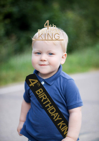 4th Birthday King Crown and Sash for Boy,4th Birthday for Him,4th Birthday Sash,4th