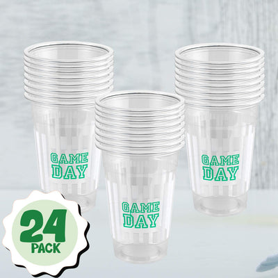 Kicko Game Day Print Plastic Cups - 24 Pack - 12 Oz. - Disposable Drinking Goblets