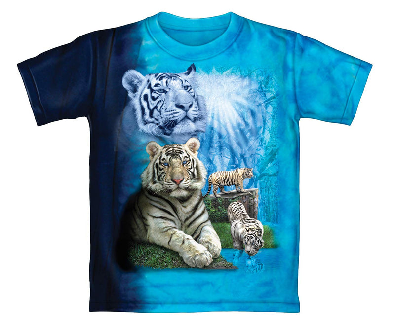 White Tigers Tie-Dye Youth Tee Shirt (Medium 8-10