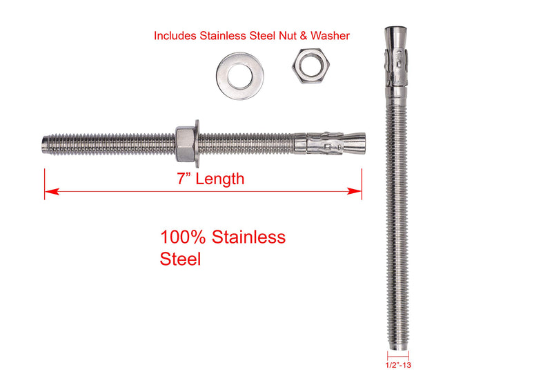 3/8" X 3-1/2" Stainless Wedge Anchor (5pc), 18-8 Stainless