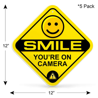 Signs Smile Your On Camera Signs  Security System Surveillance Camera Sign - 12"