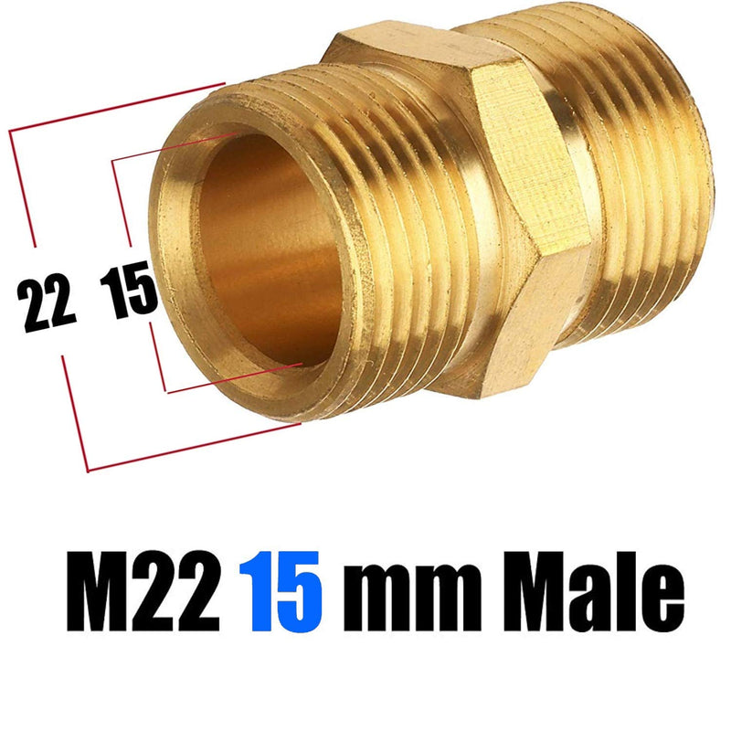 EDOU Pressure Washer Coupler, Metric M22 15mm Male Thread to M22 14mm Male Fitting, 4500