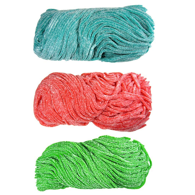 Kicko Sour Licorice Laces Variety Pack - Apple, Strawberry, and Blue Raspberry Flavors - 6