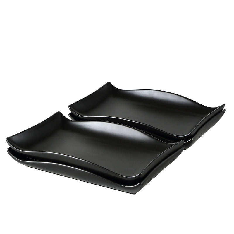 10"X7" Set Of 4 Curvy Stylish Design Serving Trays Modern Plates Rectangular Platters