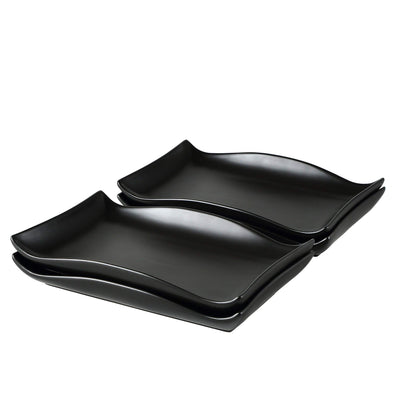 Bruntmor 10"x7" Set Of 4 Curvy Stylish Design Serving Trays Modern Plates Rectangular