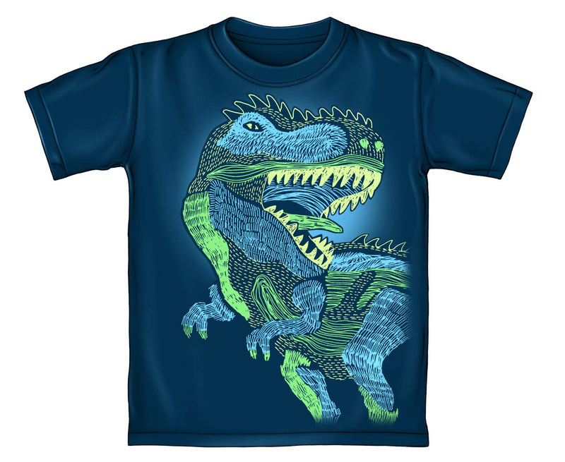 T-Rex Glow in The Dark Navy Youth Tee Shirt (Medium 8/10