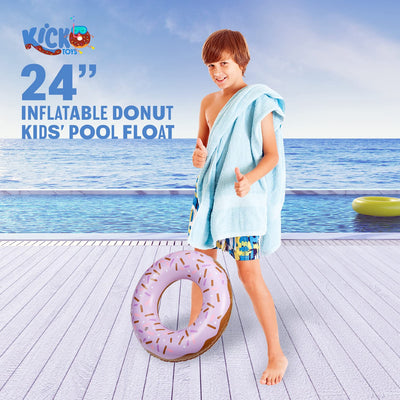 Kicko Inflatable Donut Kids' Pool Float - 4 Pack Multi-Colored 18 Inch Frosted Looking