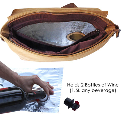 PortoVino Wine Messenger Bag (Slate) - Holds 1.5 liters - Stylish with Hidden, Insulated