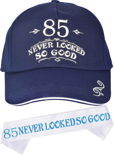 85Th Birthday Gifts For Men, 85Th Birthday Hat And Sash Men, 85 Never Looked So Good